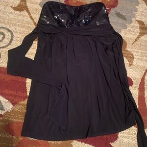 Black Strapless Sequin Dress